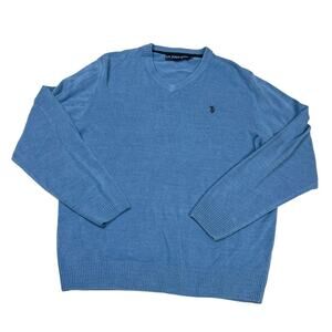 US Polo Assn. Sweater Blue High‎ V-Neck Long Sleeve Knit Pullover Men's Large